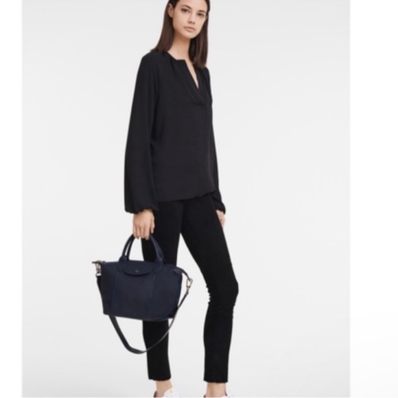 Dark Navy Blue Longchamp Le Pliage cuir - Picture 10 of 12